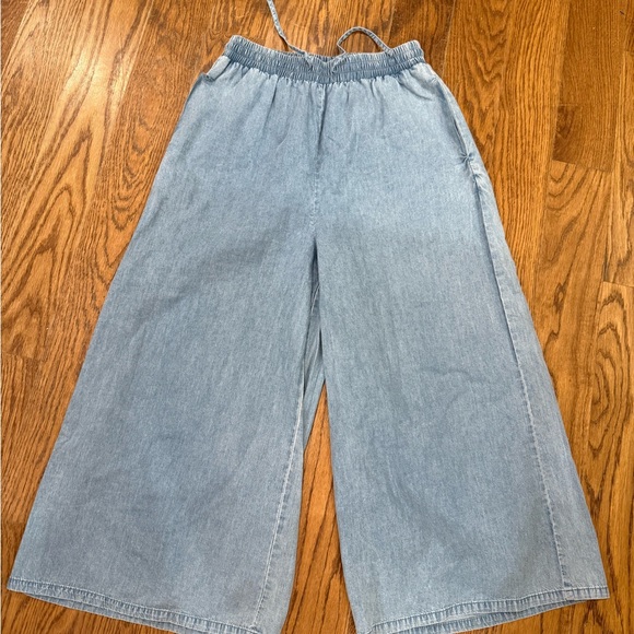 Easel Light Blue Wide-Leg Pants drawstring denim - Picture 2 of 4